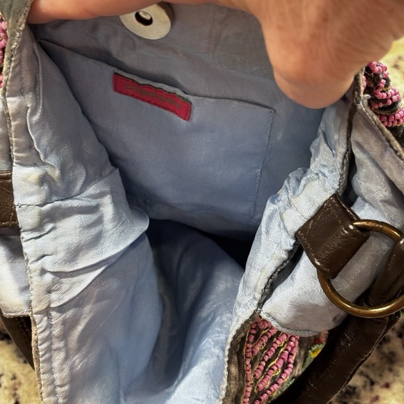 Chan Luu Velvet Silk Embroidered Beaded Bag W/ Leather Handle, Boho Luxurious - Picture 11 of 16